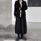 Loose Knitted Cardigan with Contrast Buttons