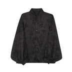 Long-sleeved Patterned Jacquard Loose Casual Shirt