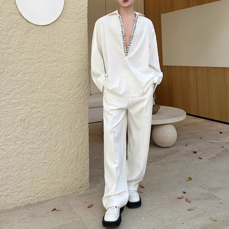 V-neck Sequined Silhouette Shirt