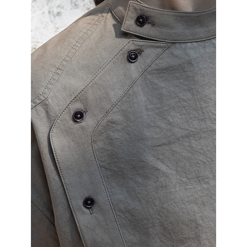 Vintage Stand Collar Loose Shirt