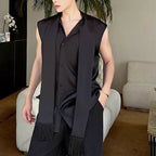 Sleeveless Satin Waistcoat Shirt