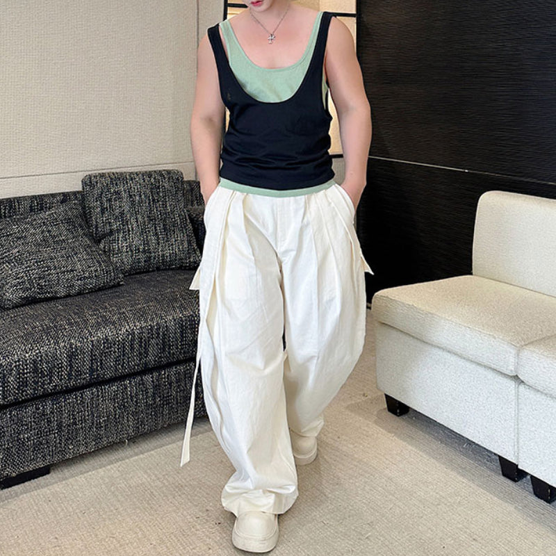 Contrast Color Layered Casual Sleeveless Vest