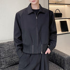 Zip-up Slim-fit Lapel Jacket