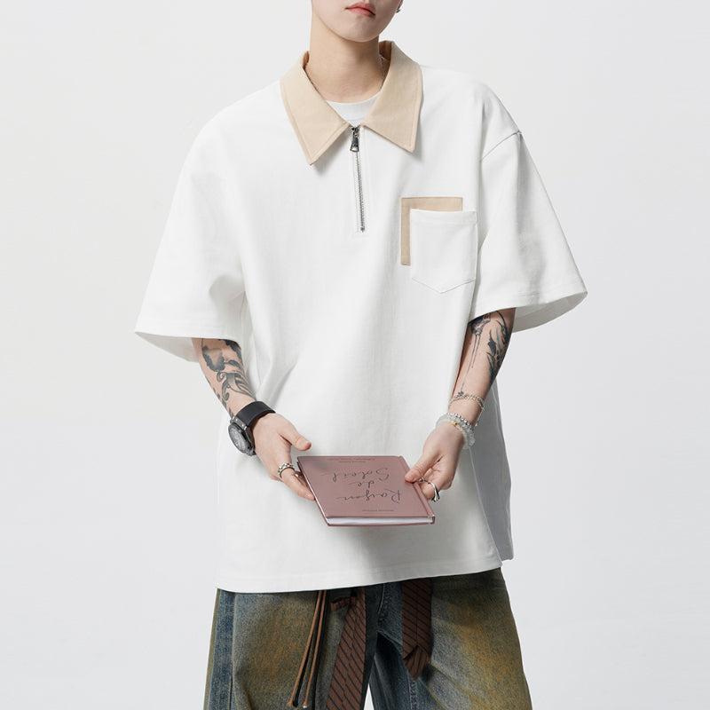 American Retro Polo Collar Loose T-shirt