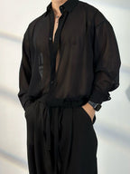 【50 Shades of Black】Transparent Tulle Loose Shirt