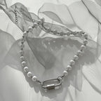 Beads Stitching Carabiner Titanium Necklace