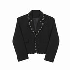 Multiple Eyelets Decoration Short Casual Blazer