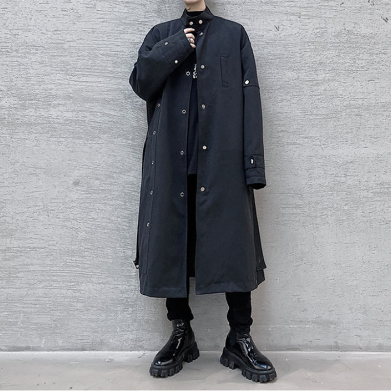 Loose Stand Collar Long Over Knee Windbreaker