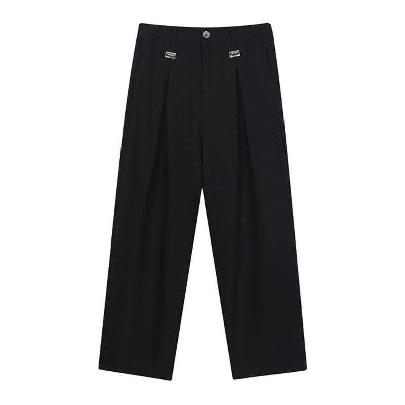 Metal Buckle Trim Casual Trousers