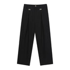 Metal Buckle Trim Casual Trousers