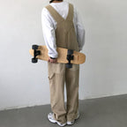 Retro Workwear Colorblock Denim Overalls