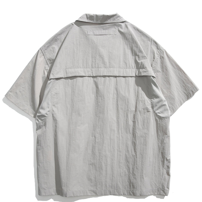 Japanese Retro Multi-pocket Patchwork Loose T-shirt