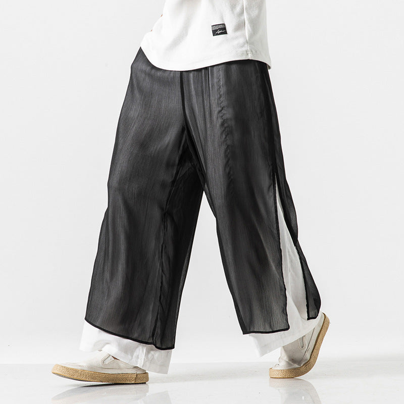 Double-layered Wide-leg Loose Trousers