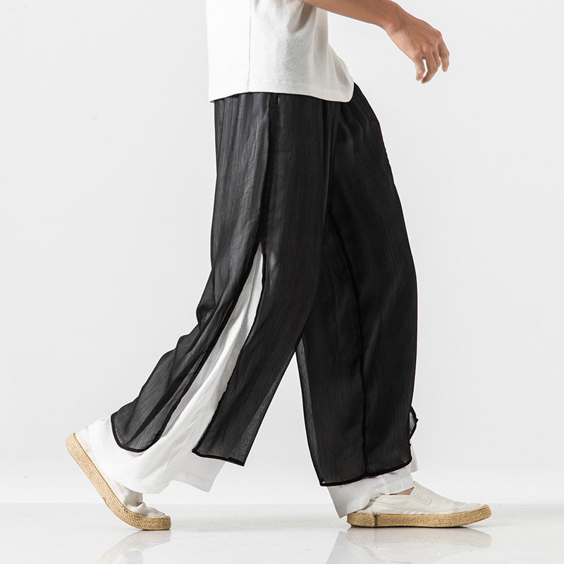 Double-layered Wide-leg Loose Trousers