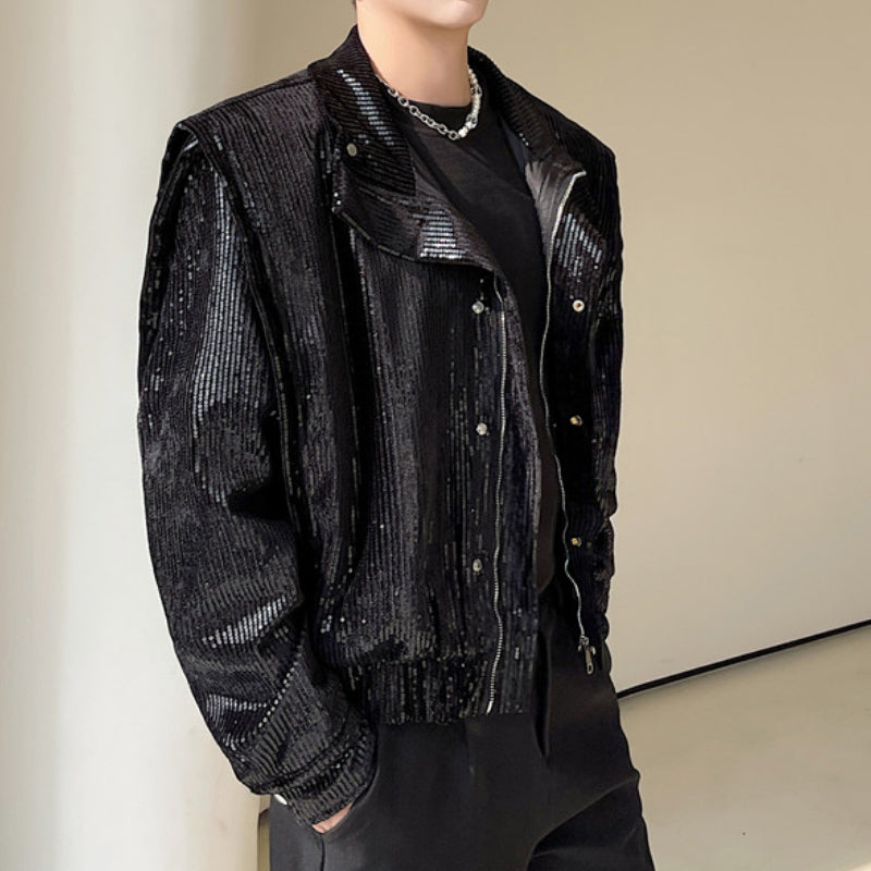 Sequined Shoulder Padded Jacket