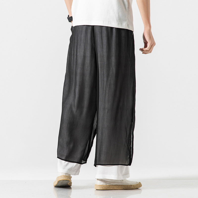 Double-layered Wide-leg Loose Trousers
