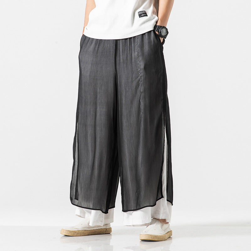 Double-layered Wide-leg Loose Trousers