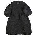 Retro Lantern Sleeve Rhombus Embossed Long Cotton Coat