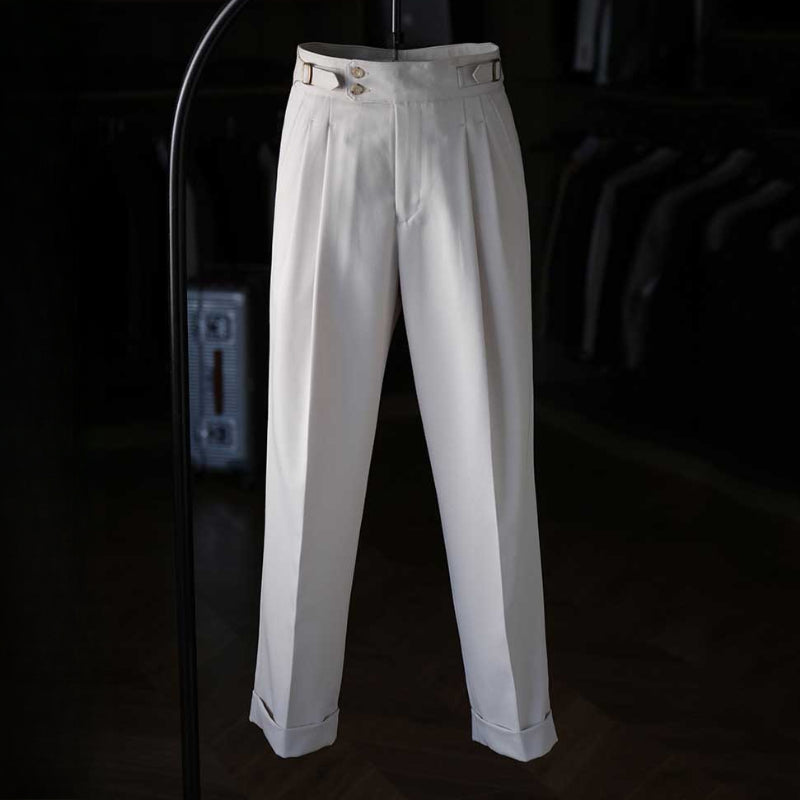 Italian Paris Buckle Loose Straight Business Suit Trousers