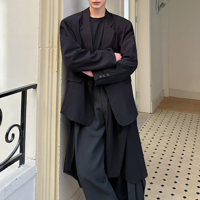 Loose-fitting Detachable Hem Casual Blazer