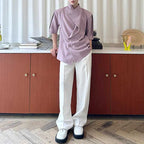 Summer Stacked Collar Shoulder Pad Shirt