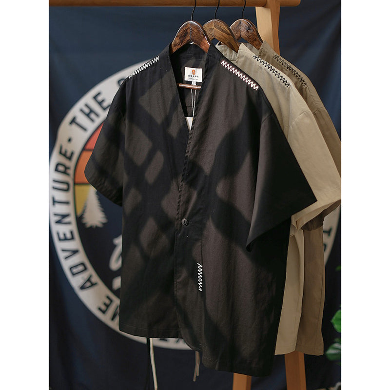 Hand-stitched Summer Vintage Short-sleeved Shirt