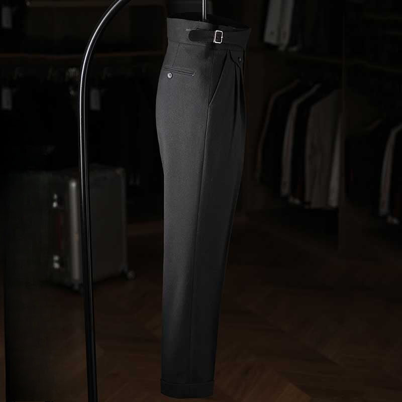 Italian Casual High Waist Retro Straight Suit Trousers