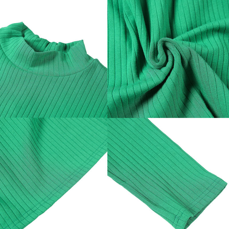 Half Turtleneck Slim Striped Long Sleeve Top