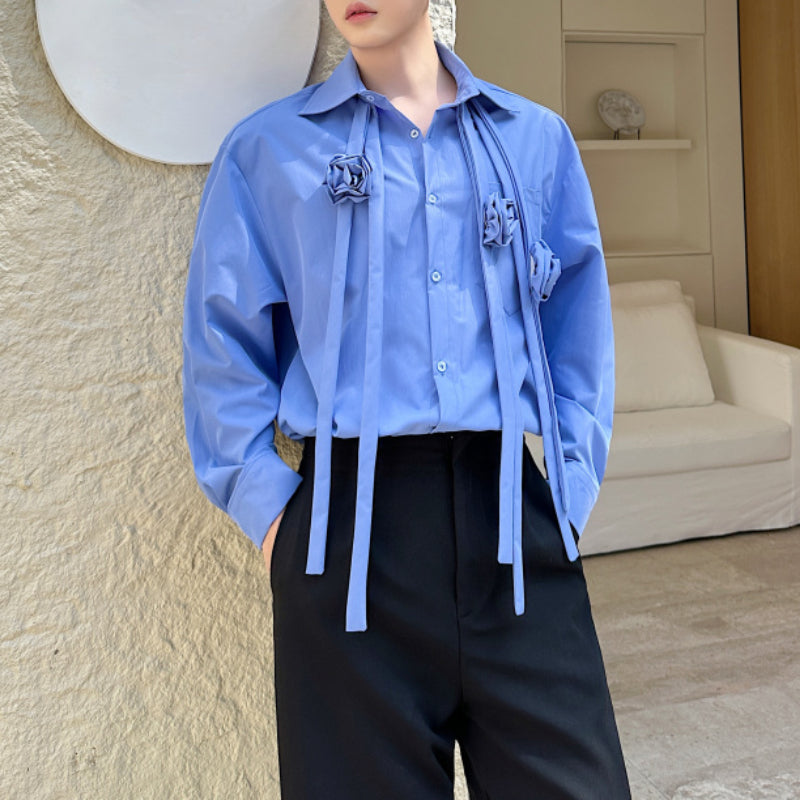 French 3D Rose Casual Shirt