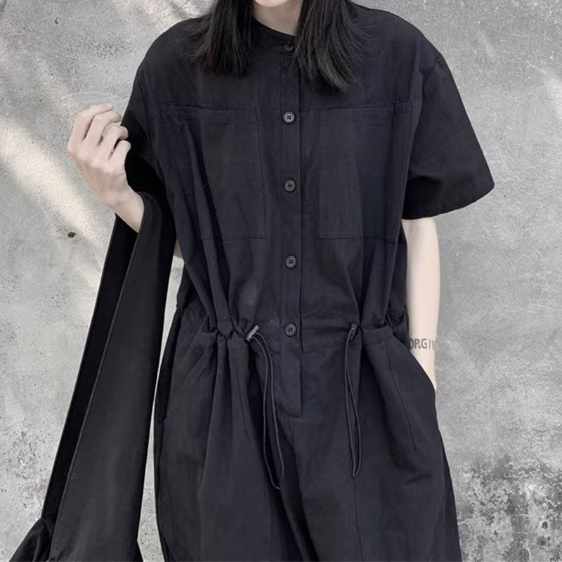 Women's Summer Black Loose Jumpsuit
