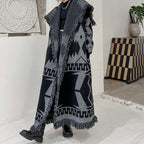 Winter Tassel Printed Knitted Cardigan Coat