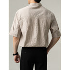 Loose Stand Collar Embroidered Shirt