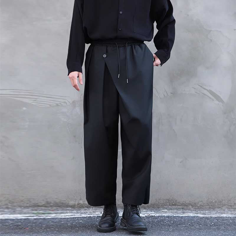 Straight-leg Casual Elastic Waist Wide-leg Pants