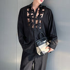 Spliced Flower Hollow Casual Shirt