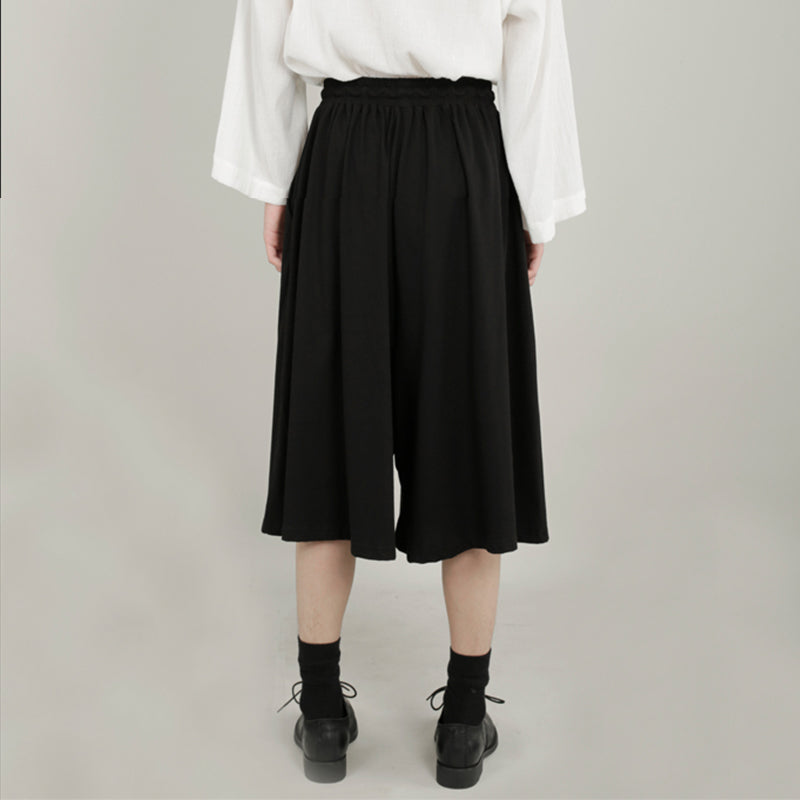 Casual Loose-fitting Wide-leg Cropped Trousers