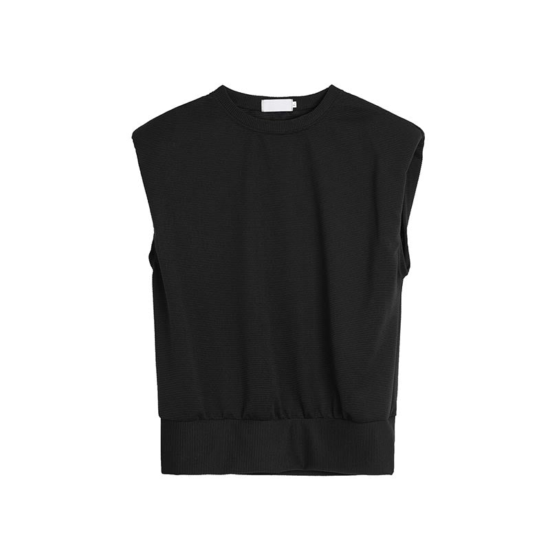 Rolled Shoulder Pads Sleeveless Tank Top