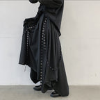 Webbing Irregular Oversized Wide-leg Culottes Hakama Pants