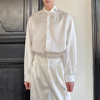 Rhinestone Striped Brocade Lapel Shirt