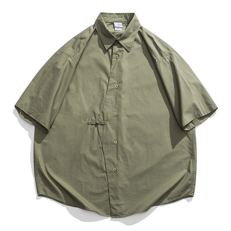 Japanese Retro Pure Cotton Loose Buttoned Shirt