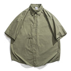 Japanese Retro Pure Cotton Loose Buttoned Shirt