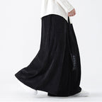 Corduroy Wide-leg Embroidered Culottes Straight Pants