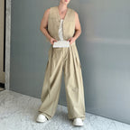 Casual Short Cardigan Vest Wide Leg Trousers Workwear Two-piece Set