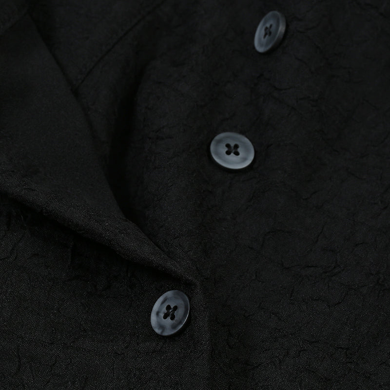 Textured Slanted Placket Tie-Strap Fake Two-Piece Shirt