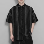 Retro Vertical Striped Fringe Patchwork Shirt