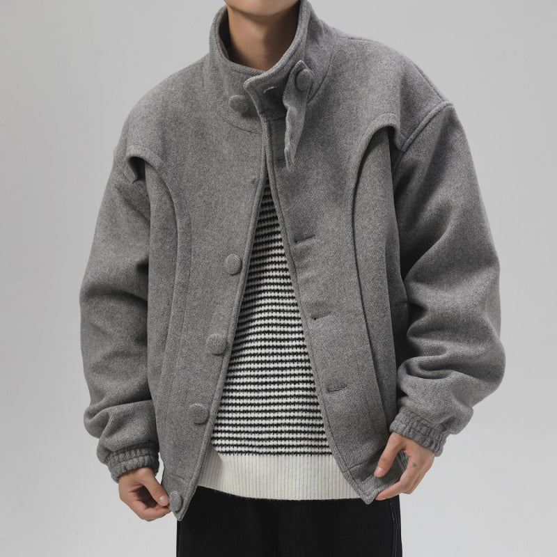 Retro Stand Collar Thickened Short Coat