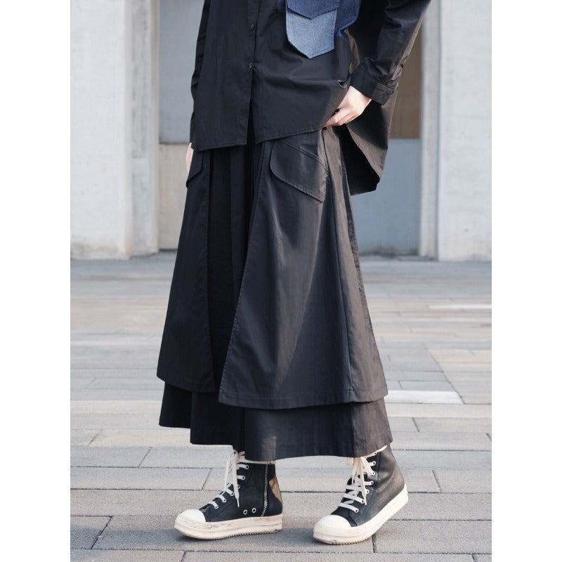 Dark layered pocket skirt