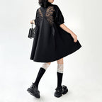 Loose Backless Embroidered Butterfly Shirt Dress