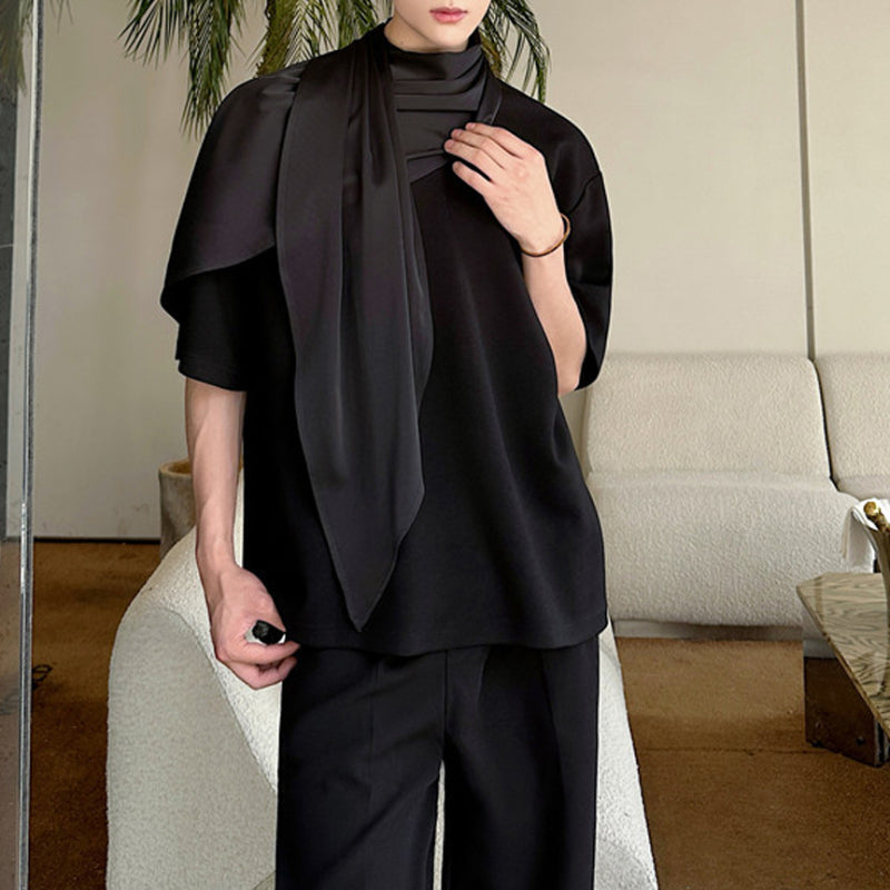 Summer Ribbon Neckline Short Sleeve T-shirt