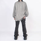 Distressed Washed Hem Hand Cut Holes Loose T-shirt