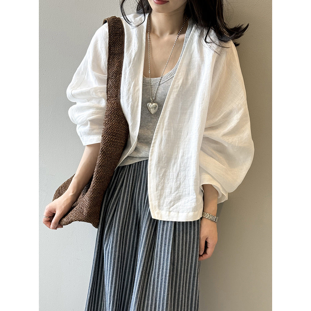 Vintage Ramie Loose Cardigan Shirt